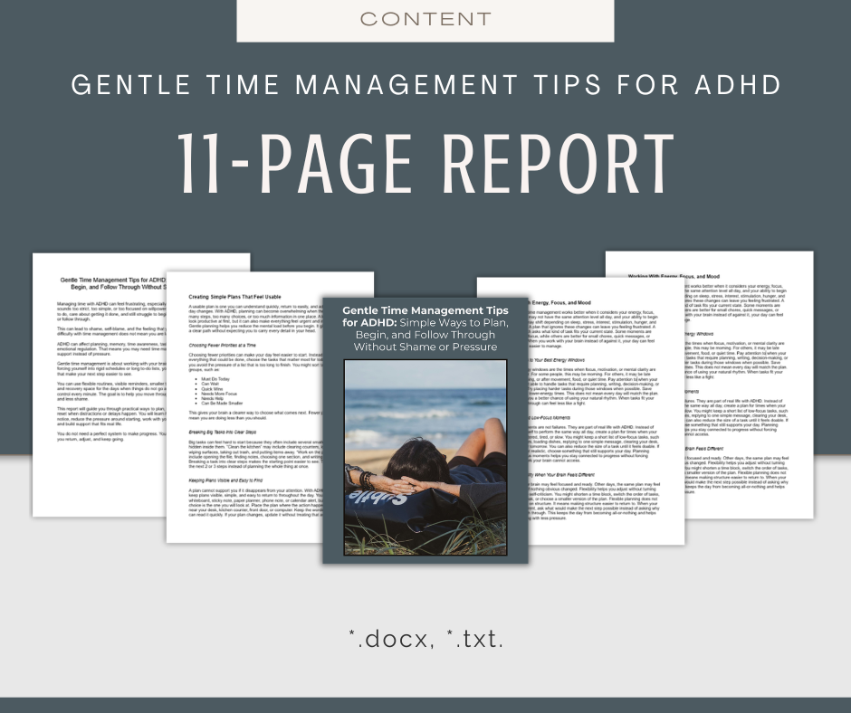 Gentle Time Management Tips For ADHD | Content & Journal Bundle