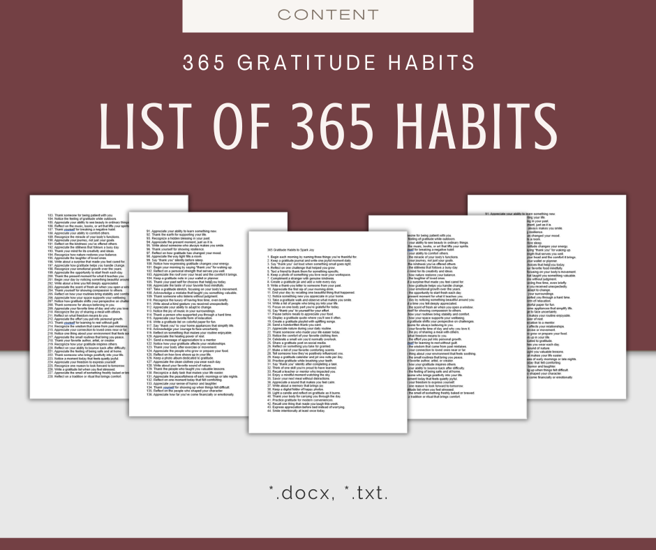 365 Gratitude Habits to Spark Joy | Content Bundle
