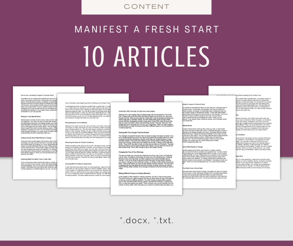 Manifest a Fresh Start | Content & Journal Bundle