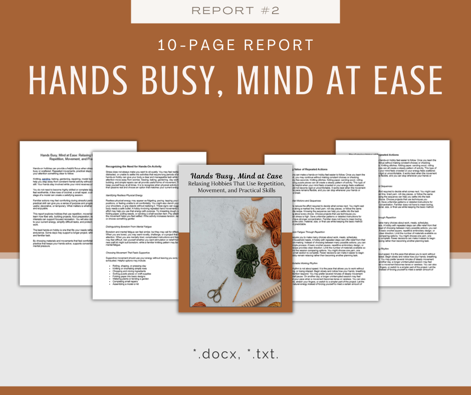 Hobbies For Stress Relief Reports | 5 Report Bundle