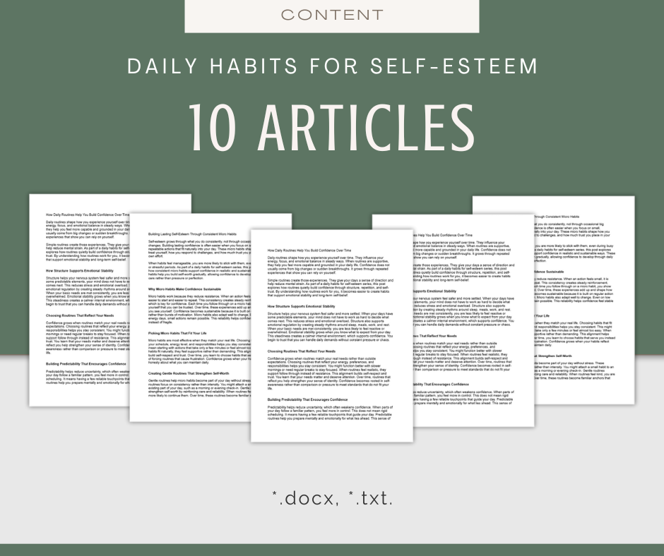 Daily Habits For Self-Esteem | Content & Journal Bundle