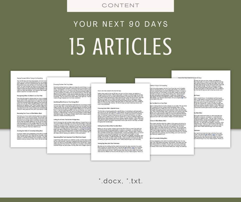 Your Next 90 Days | Report & Articles Bundle