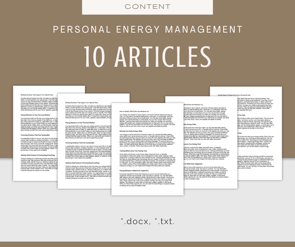 Personal Energy Management | Content & Journal Bundle