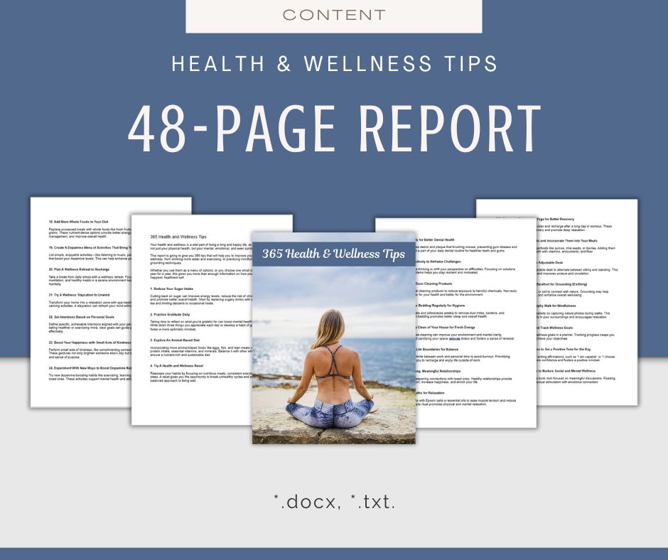 365 Health and Wellness Tips | Content & Templates Bundle