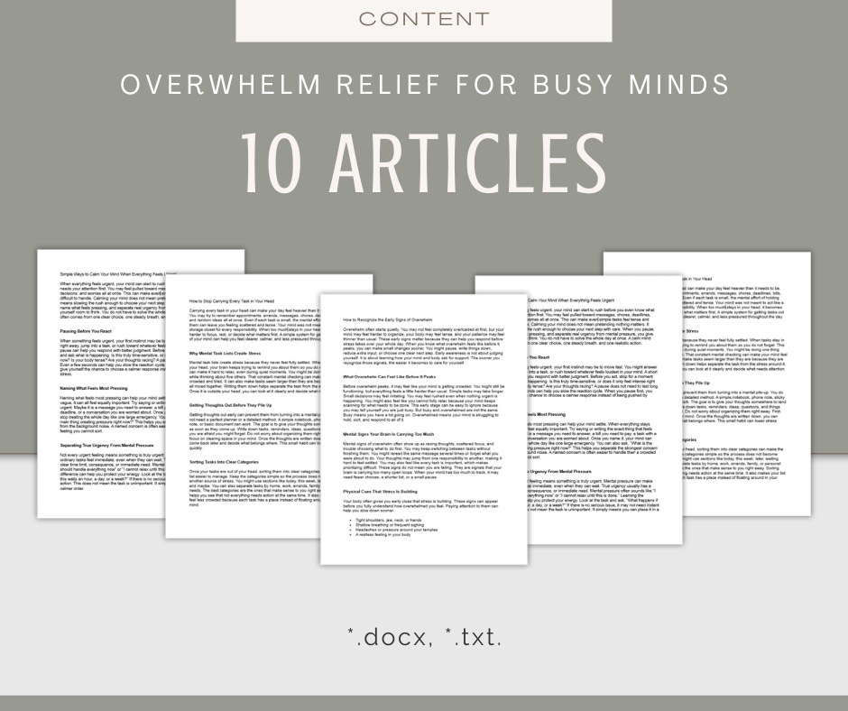 Overwhelm Relief For Busy Minds | Content & Journal Bundle