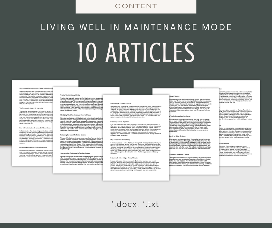 Living Well in Maintenance Mode | Content & Journal Bundle