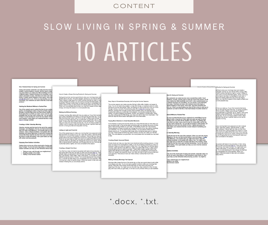 Slow Living in Spring and Summer | Content & Journal Bundle