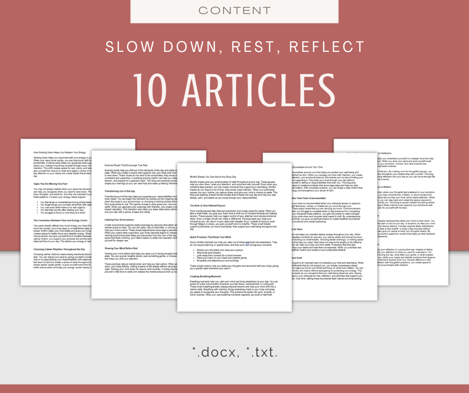 Slow Down, Rest, Reflect | Content & Journal Bundle