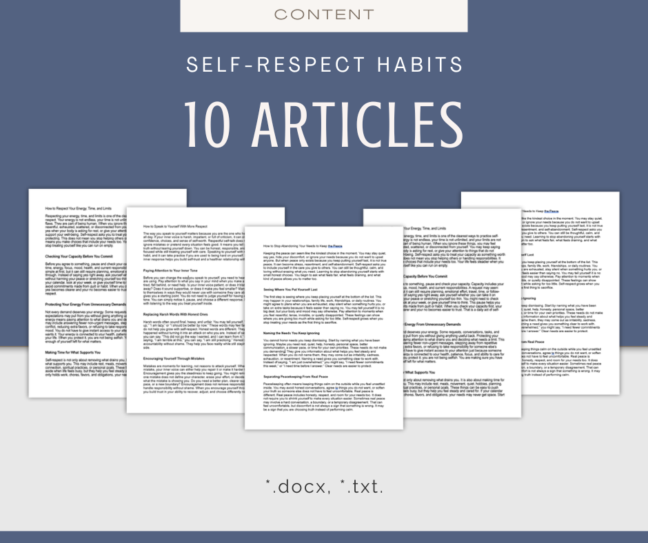 Self-Respect Habits | Content & Journal Bundle