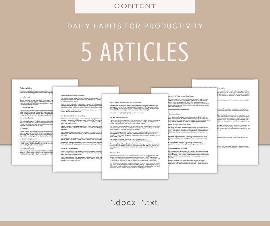 Habits For Productivity Content & Journal Bundle