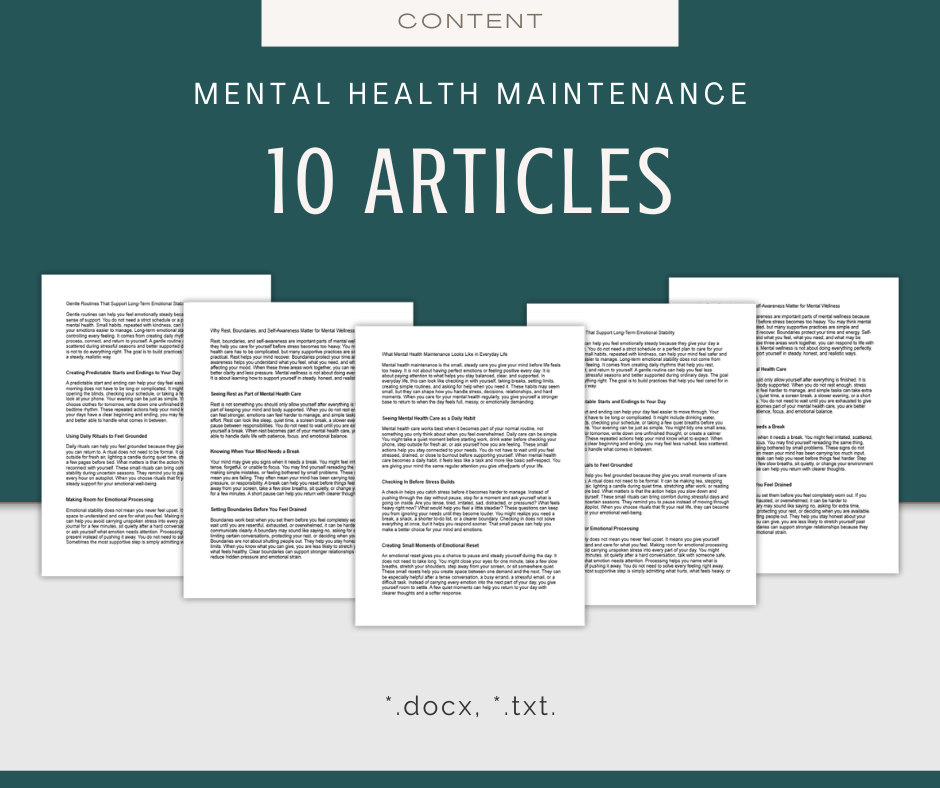 Mental Health Maintenance | Content & Journal Bundle