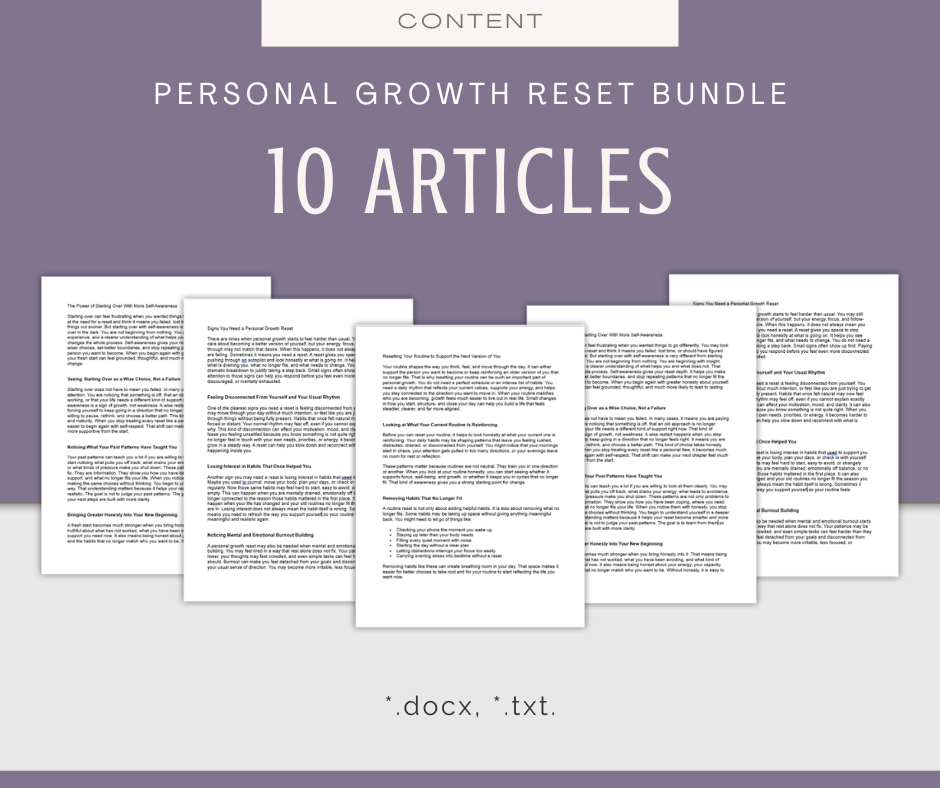 Personal Growth Reset | Content & Journal Bundle