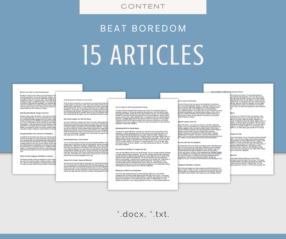 Beat Boredom | Report & Articles Bundle