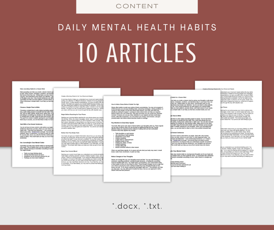 Daily Mental Health Habits | Content & Journal Bundle