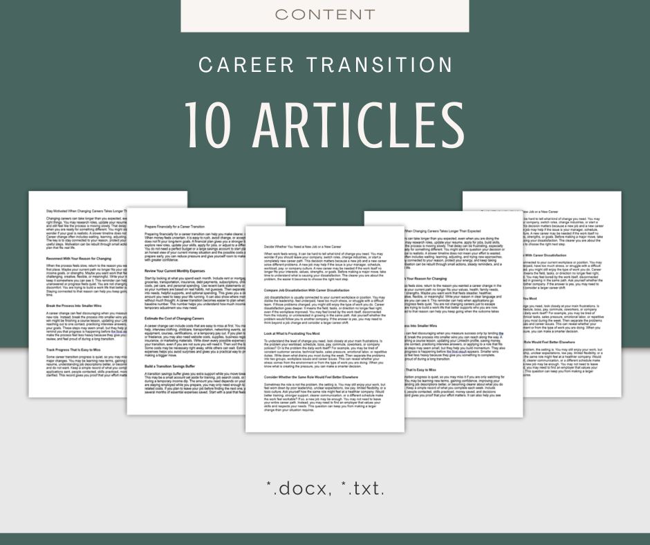 Career Transition | Content & Journal Bundle