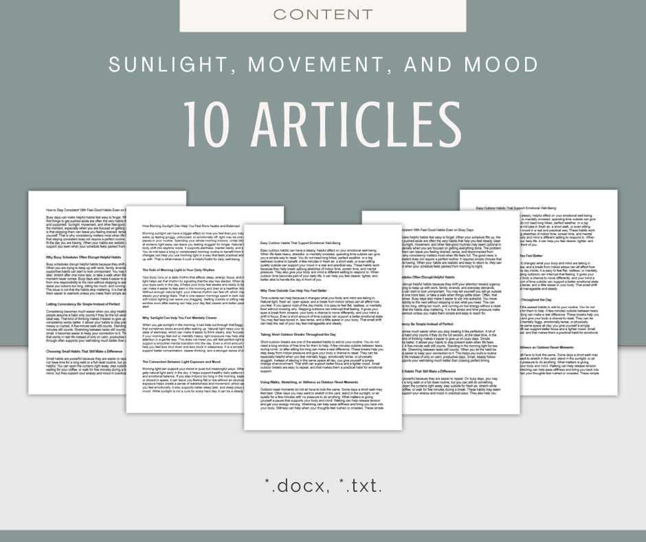 Sunlight, Movement, and Mood | Content & Journal Bundle