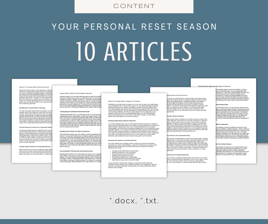 Your Personal Reset Season | Content & Journal Bundle