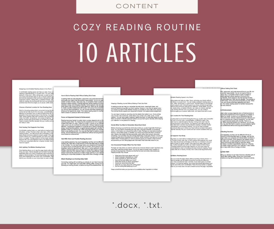 Create a Cozy Reading Routine | Content & Journal Bundle