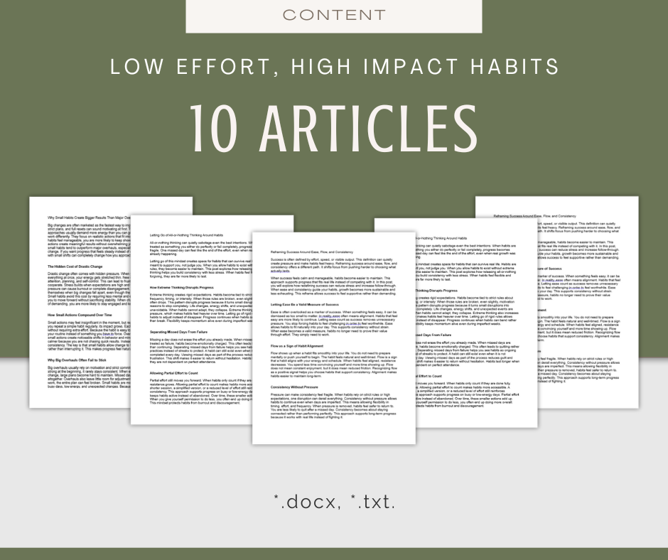 Low Effort, High Impact Habits | Content & Journal Bundle
