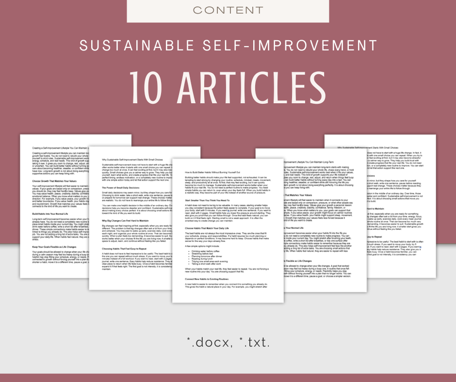 Sustainable Self-Improvement | Content & Journal Bundle