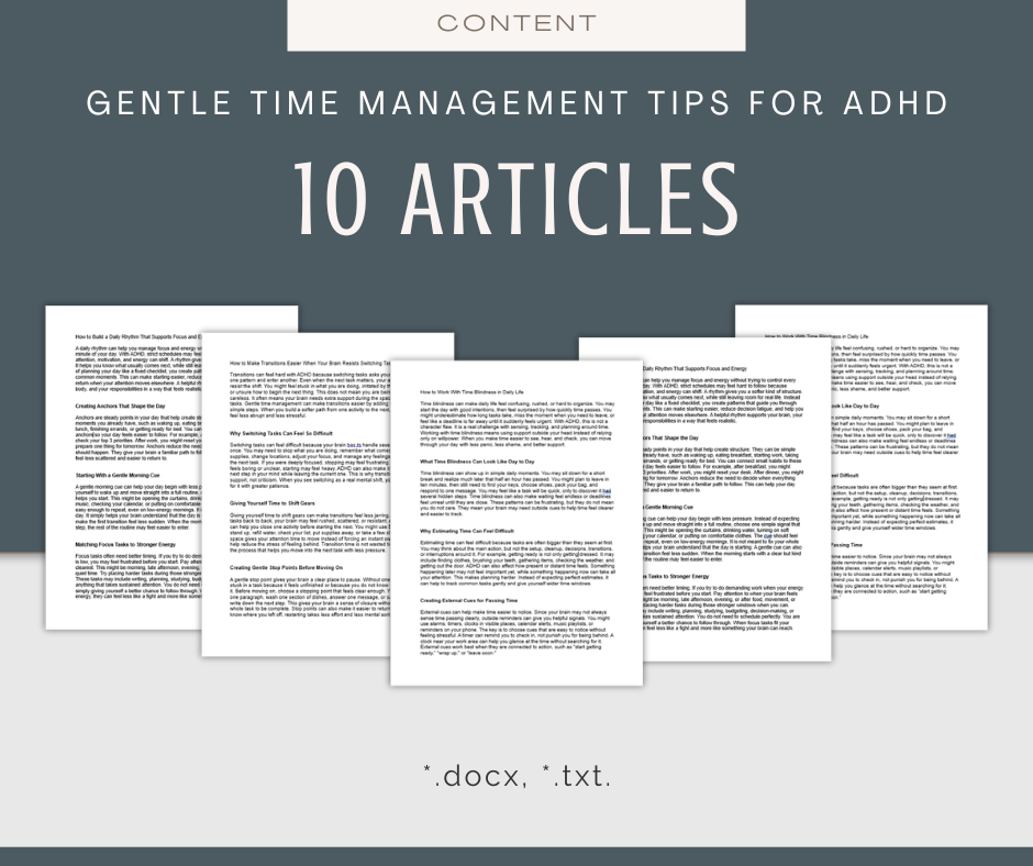 Gentle Time Management Tips For ADHD | Content & Journal Bundle