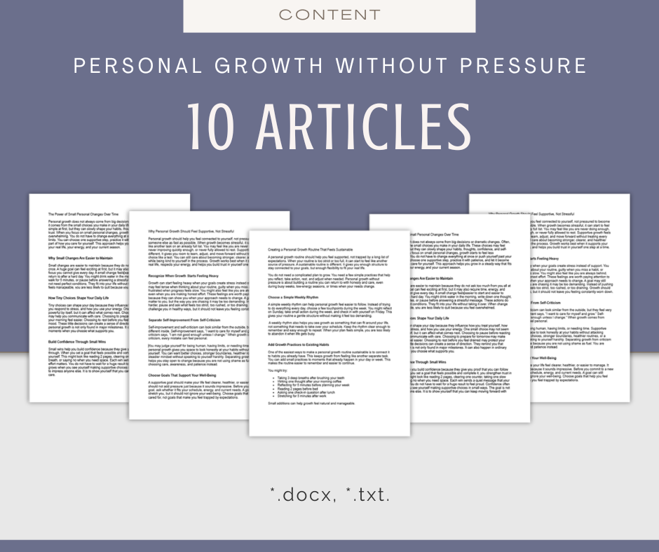 Personal Growth Without Pressure | Content & Journal Bundle