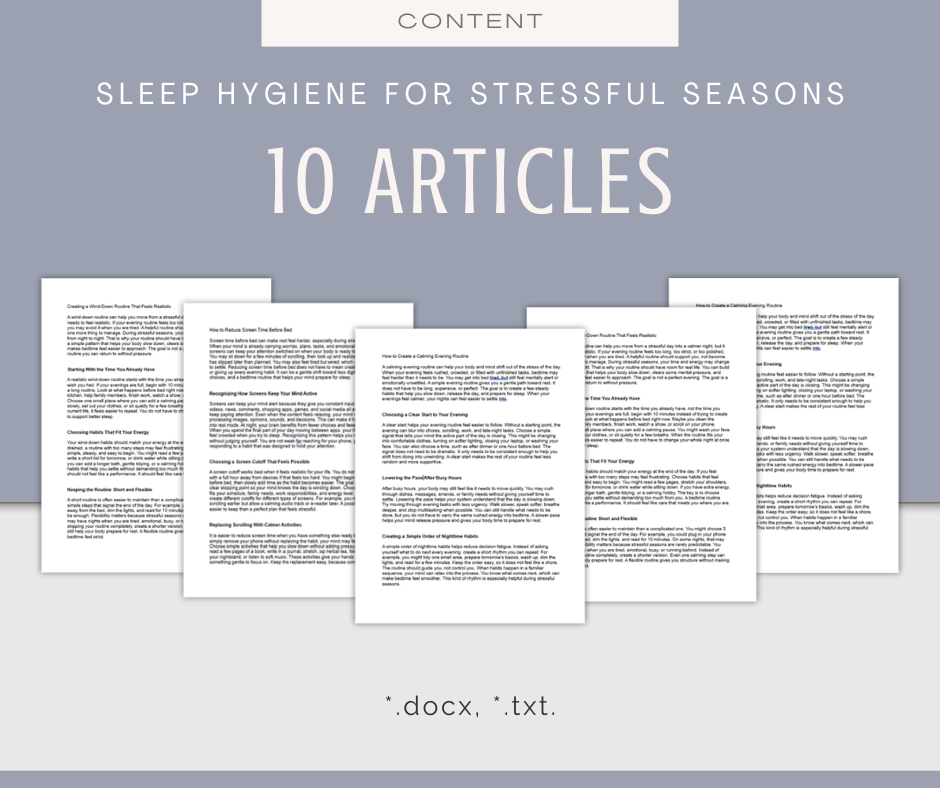 Sleep Hygiene For Stressful Seasons | Content & Journal Bundle