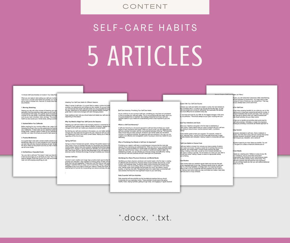 Self-Care Habits | Content & Journal Bundle