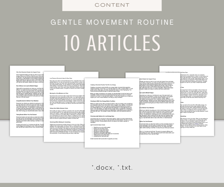 Gentle Movement Routine | Content & Journal Bundle