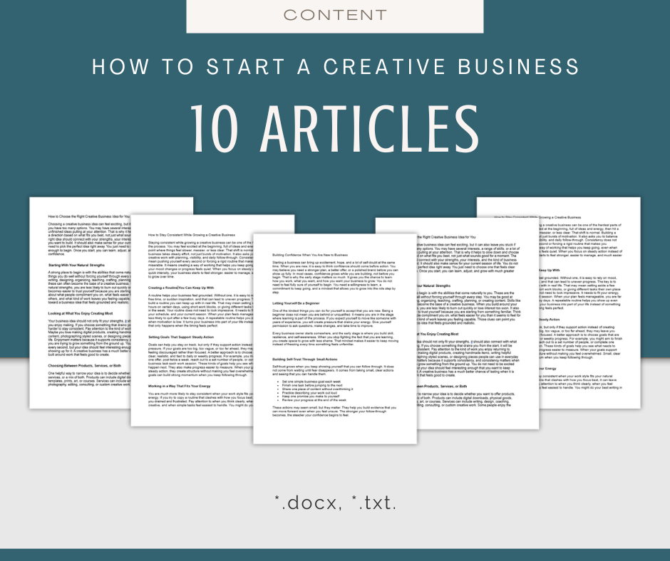 How to Start a Creative Business | Content & Journal Bundle