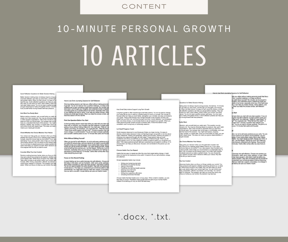 10-Minute Personal Growth | Content & Journal Bundle