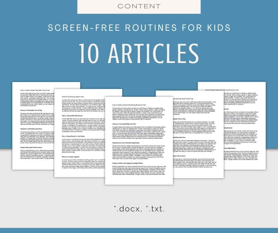 Screen-Free Routines For Kids | Content & Journal Bundle