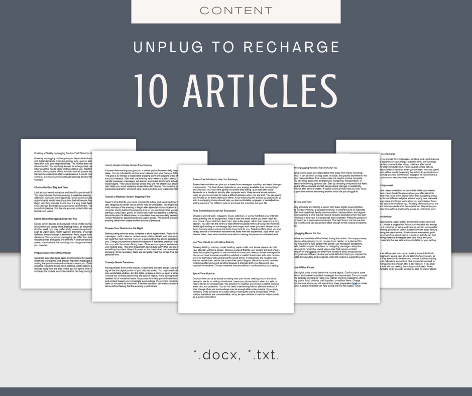 Unplug to Recharge | Content & Journal Bundle