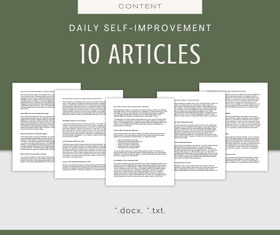 Daily Self-Improvement | Content & Journal Bundle