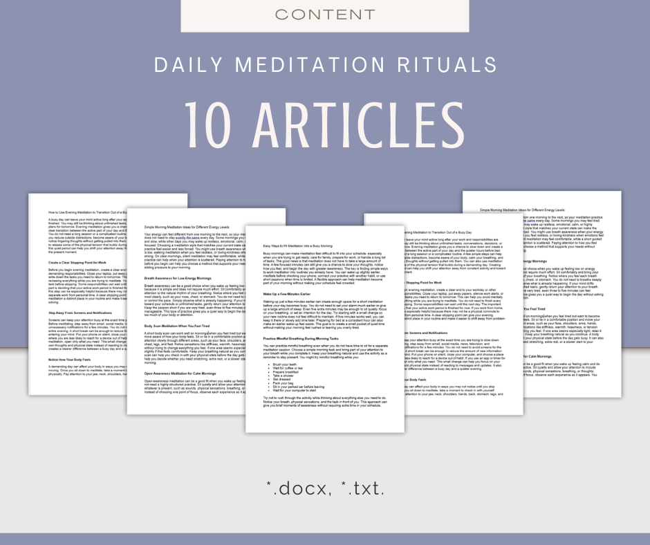 Daily Meditation Rituals | Content & Journal Bundle