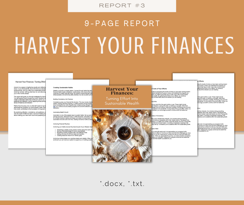 Seasonal Money Mindset Reports | 5 Report Bundle