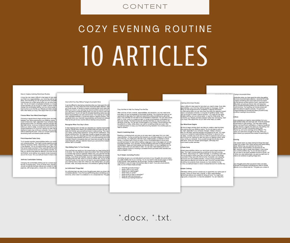 Cozy Evening Routine | Content & Journal Bundle