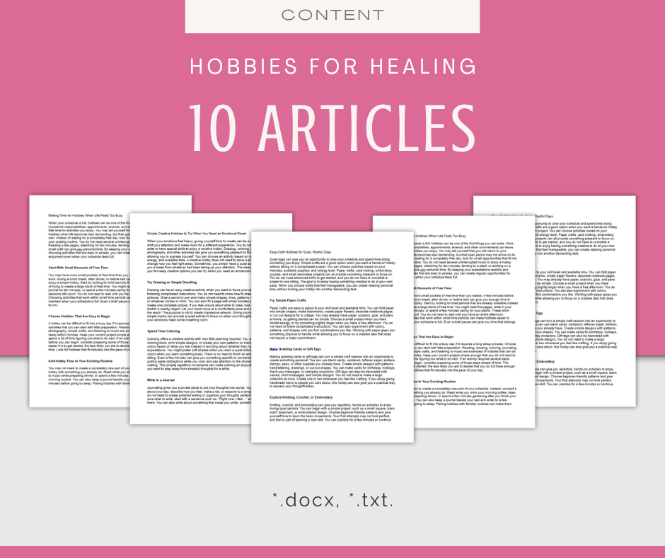 Hobbies For Healing | Content & Journal Bundle