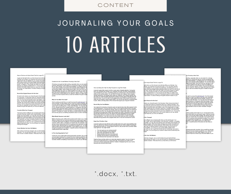 Journaling Your Goals | Content & Journal Bundle