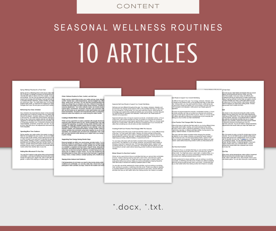 Seasonal Wellness Routines | Content & Journal Bundle