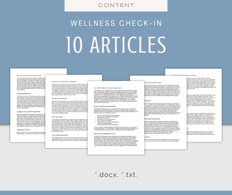 Wellness Check-In | Content & Journal Bundle