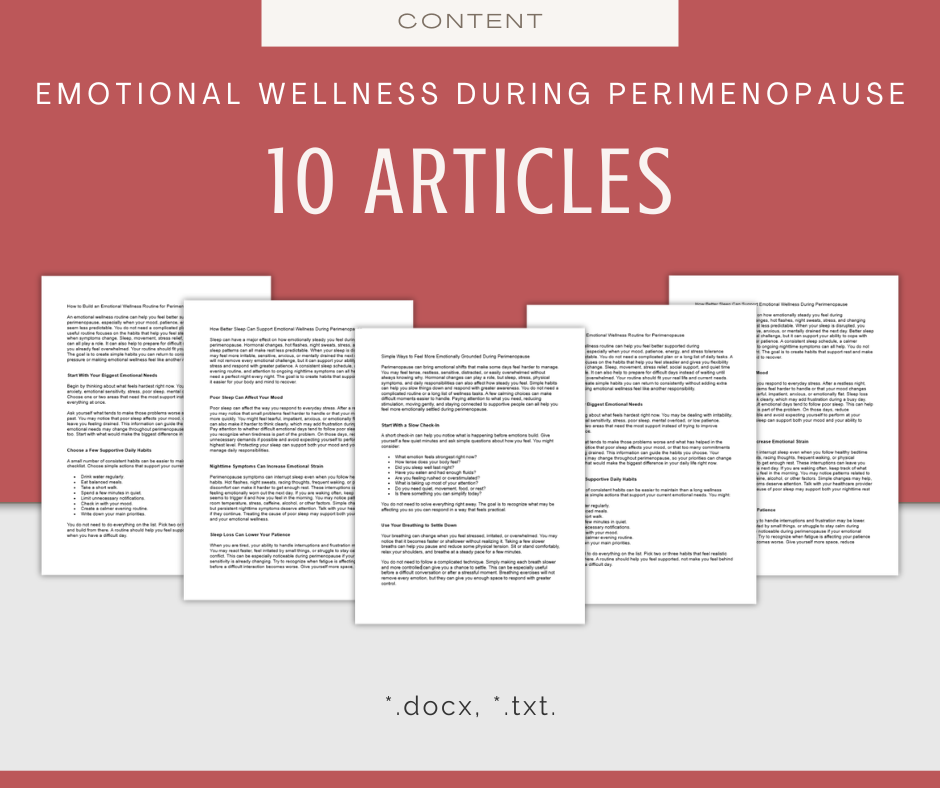 Emotional Wellness During Perimenopause | Content & Journal Bundle