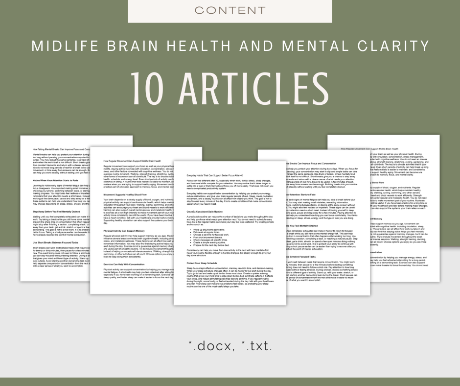 Midlife Brain Health and Mental Clarity | Content & Journal Bundle