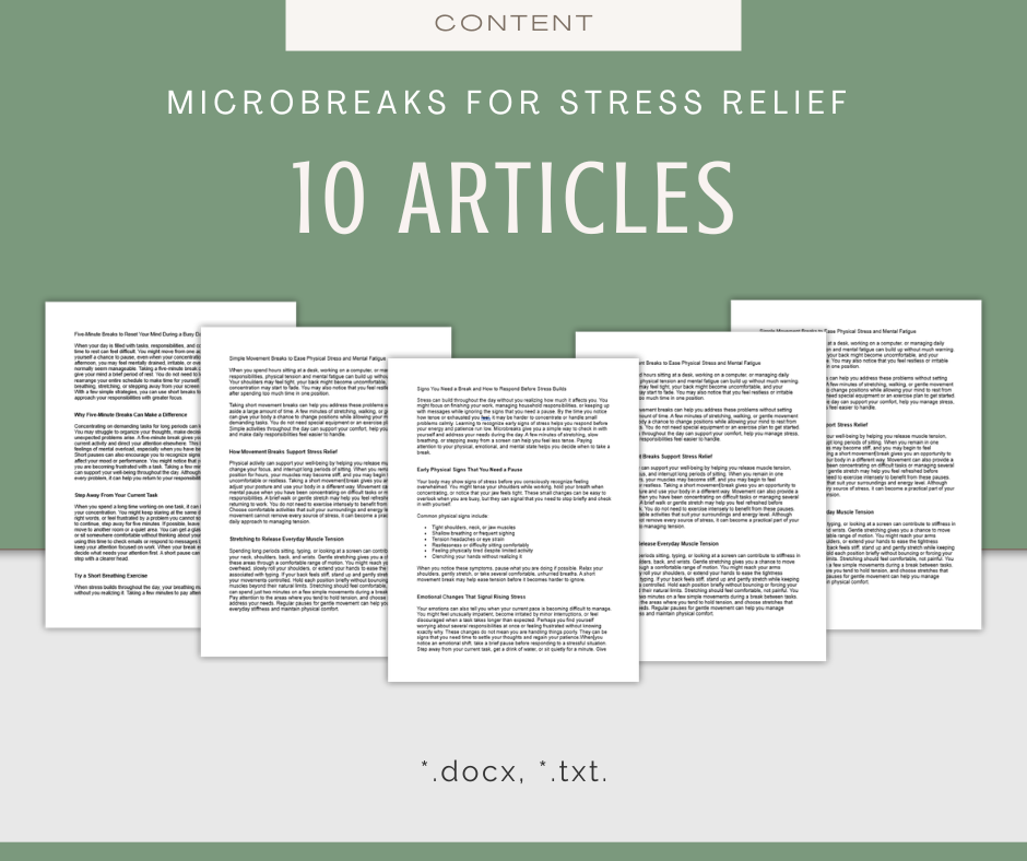 Microbreaks For Stress Relief | Content & Journal Bundle