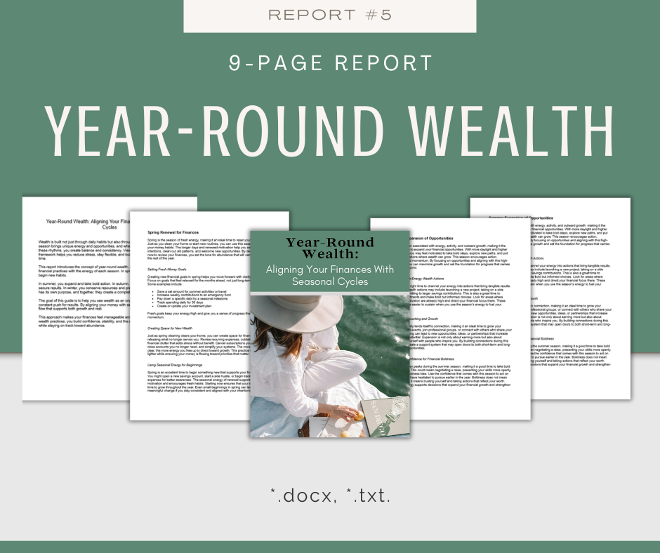 Seasonal Money Mindset Reports | 5 Report Bundle