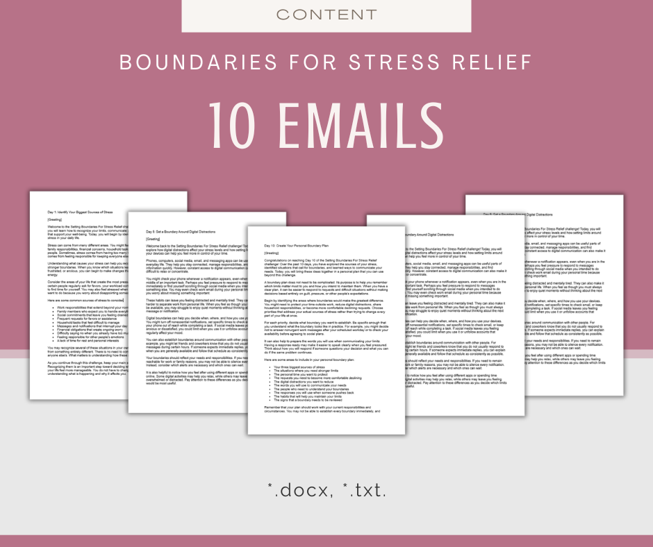 Setting Boundaries For Stress Relief | MEGA Content and Templates Bundle