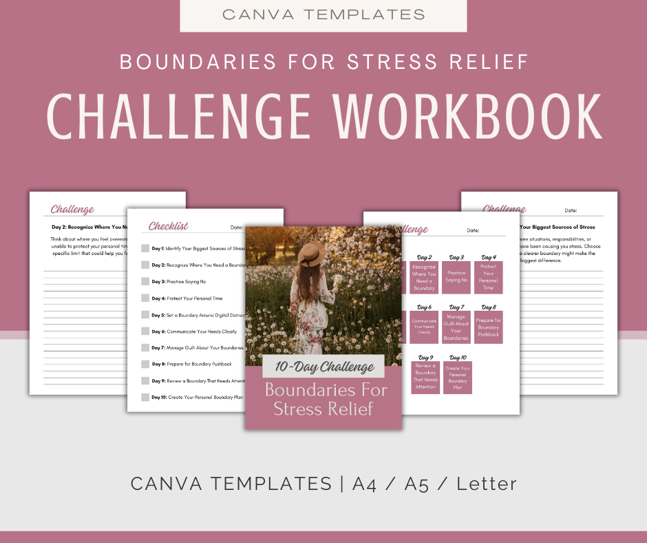 Setting Boundaries For Stress Relief | MEGA Content and Templates Bundle