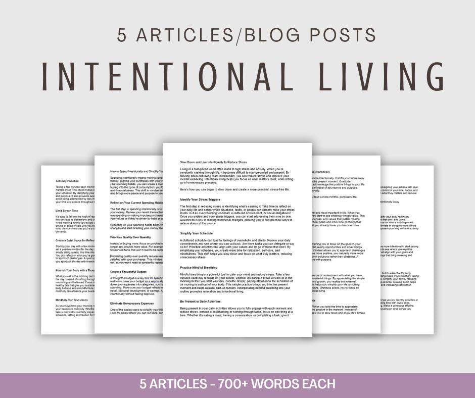 Intentional Living Articles | PLR Minis