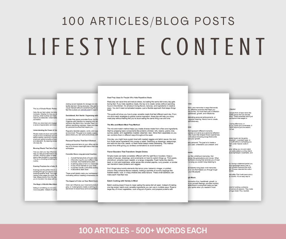 100 Lifestyle Content Articles