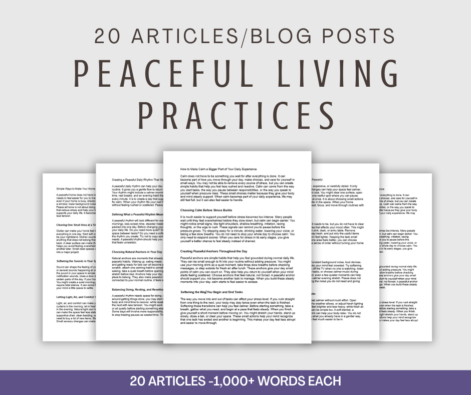 20 'Peaceful Living Practices' Articles